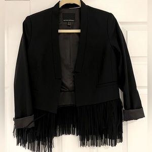 Banana Republic Black Blazer Jacket with Fringe Hem - Petite 6